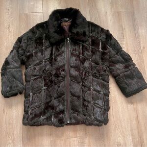 Vintage Unisex Knowles & Carter Genuine Fur & Leather Coat Jacket Mint Supersoft